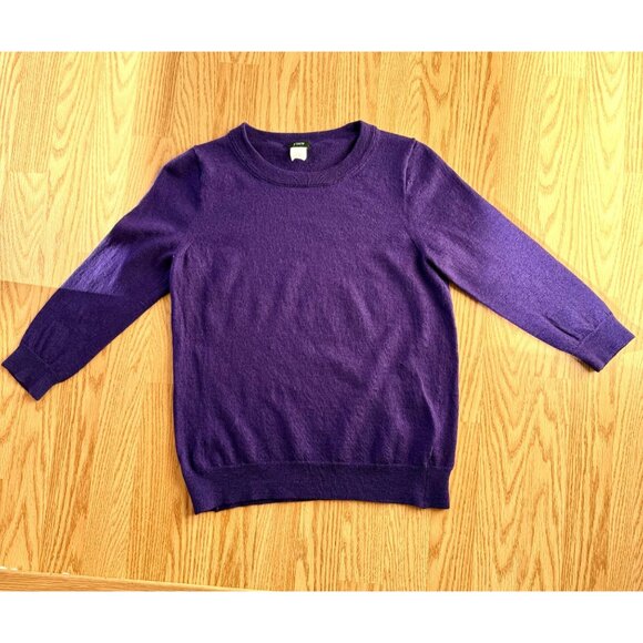 J Crew Womens Purple Merino Wool Sweater Size S-M with FLAWS - Picture 11 of 12